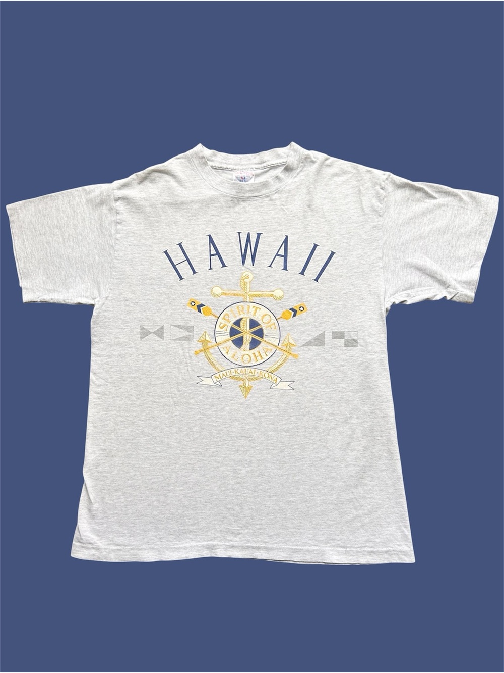 Vintage 90s Softee Hawaii Anchor Graphic Souvenir Tee Heather Grey Large